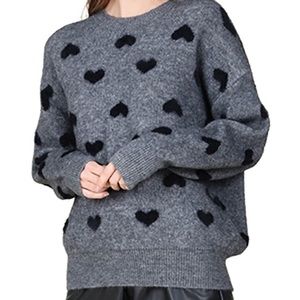 HEART PRINT GREY SWEATER